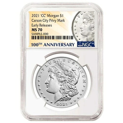 2021 $1 モーガン シルバー ダラー "CC" プライベート マーク NGC MS70 ER 100th Anni。ラベル｜WORLD RESOURCE【QUEEN店】
