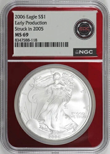 2006年 シルバーイーグル $1 NGC MS69、初期生産 2005年製造 [BN118]｜WORLD RESOURCE【QUEEN店】