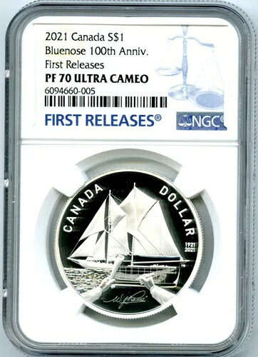 2021年 カナダ 1ドル シルバー プルーフ ブルーノーズ ドル 100周年 NGC PF70 UCAM 初公開｜WORLD RESOURCE【QUEEN店】