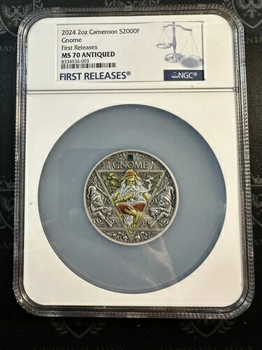 2024年 カメルーン フォーエレメンタルズ ノーム 2オンス シルバー アンティークカラー NGC MS70 FR