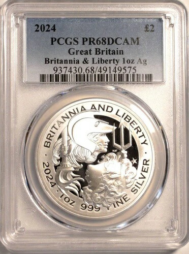 ロイヤルミントスペック] 2024年 英国 ブリタニア＆リバティ 2ポンド銀貨 PR68 DCAM 89,540円