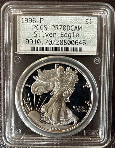 1996-P シルバー アメリカンイーグル $1 PCGS PR70DCAM #9910