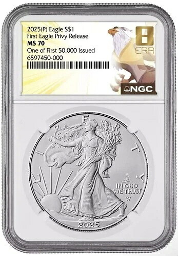2025 P シルバーイーグル プライヴィ NGC MS70 50000枚中1枚目 8TH ERA エイスエラ限定