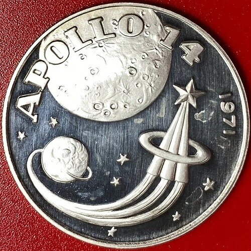 1970年 フジャイラ 10リヤル シルバー プルーフ アポロ14号 月面 流れ星 希少 UAE コイン