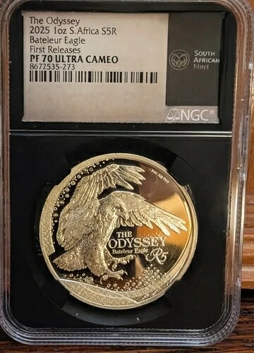 2025年 南アフリカ 1オンス シルバー オデッセイ オブ ザ スカイ バテルール イーグル プルーフ NGC PF70UC 91,960円