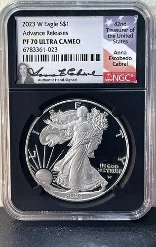 2023 W プルーフ シルバー イーグル NGC PF70 アンナ エスコベド カブラル サイン入り - 先行リリース!