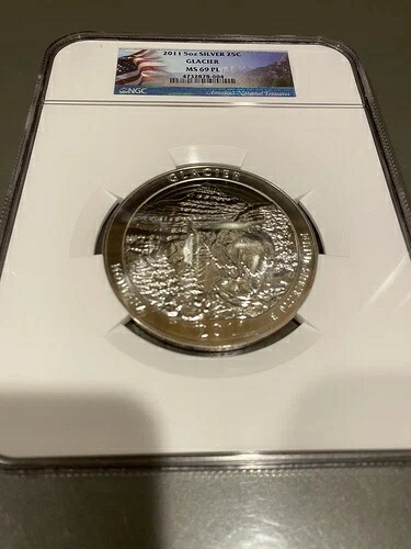 2011 5オンス シルバー 25セント グレイシャー NGC MS 69 PL