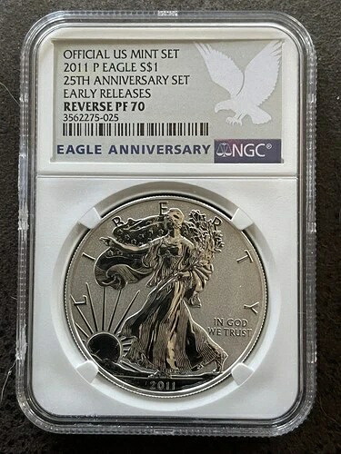 2011年 P リバースプルーフ シルバーイーグル NGC PF70 アーリーリリース 25周年記念セット