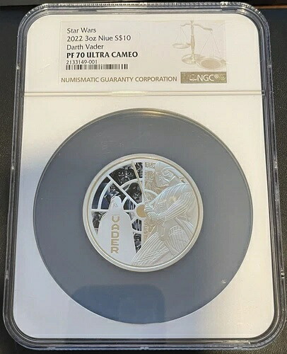 2022 3オンス シルバー ニウエ $10 スターウォーズ ダースベイダー NGC PF70 ウルトラカメオ カラー化!