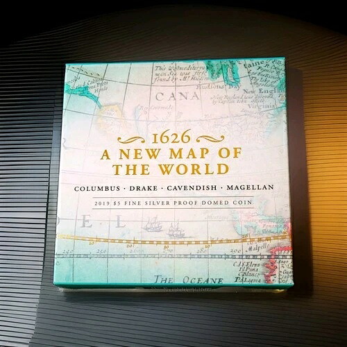 2019年 5ドル 1オンス プルーフ銀貨 - 1626年 世界地図 - 西半球