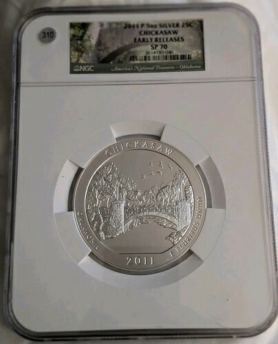 2011 P 5オンス シルバー 25セント チカソー NGC SP-70 ビッグスラブ アメリカズ ナショナル トレジャー