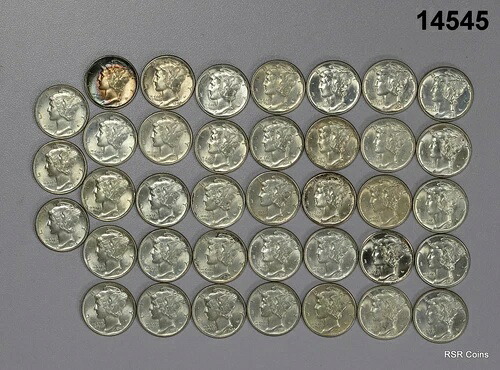 1940年代 マーキュリーダイム 38枚セット シルバー90% 一部ロール 一部トーン加工済み #14545｜WORLD RESOURCE【QUEEN店】