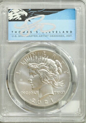 2021年 シルバー ピースダラー PCGS MS 70 100周年 トーマス・クリーブランド サイン入り #8236