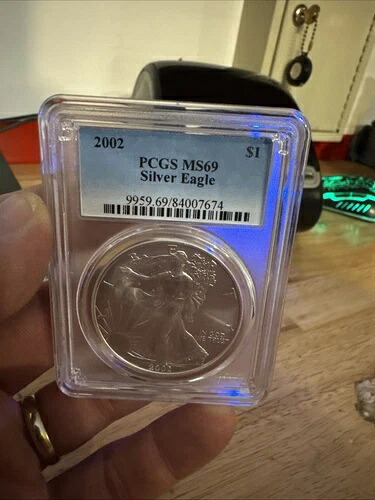 シルバーダラーイーグル PCGS MS69 ヴィンテージコイン 地金 銀行コレクター アメリカ 2002年
