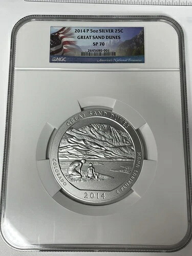 2014-P グレートサンドデューンズ 5オンス .999 シルバー ATB - NGC SP 70