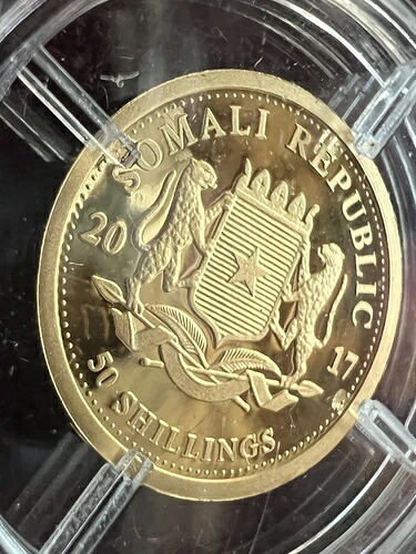 2017年 ソマリア共和国 50シリング 1/25オンス 金貨 アフリカ野生動物 ゾウ BU