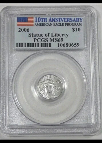 2006年 アメリカ 10ドル 自由の女神像 PCGS MS69 10周年記念 1/10オンス 9995 プラチナ｜WORLD RESOURCE【QUEEN店】