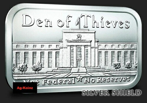 1オンス 2014 Den of Thieves プーフバー エアタイト付き、シルバーシールドボックス 連銀を終わらせる