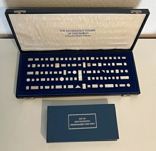 フランクリンミント 1982 - 最も有名な切手 100 枚のスターリングシルバーミニチュア! - 84,700円