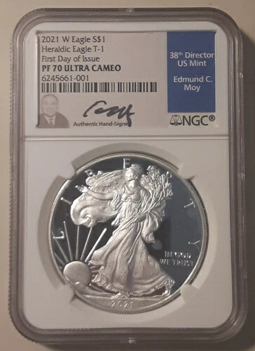 2021-W NGC PF 70 ウルトラカメオ FDI エドマンド・C・モイ サイン入り ASE .999 (#001/KB)｜WORLD RESOURCE【QUEEN店】