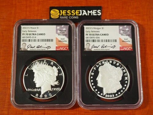 2023 S プルーフ シルバー ピース＆モルガン ドル NGC PF70 ER ジョエル・イスコウィッツ サイン入り｜WORLD RESOURCE【QUEEN店】