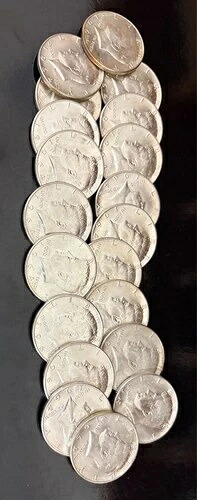 シルバー90% 1964年 ケネディ 1/2ドル-20 コインロール-送料無料-