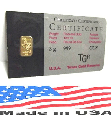 2 G 24K ゴールド バー TGR ブリオン 999.9 北アメリカ版 アッセイカード ビン 5-