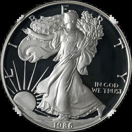 1986年-S シルバー アメリカンイーグル $1 NGC PF70 ウルトラカメオ ブラウン ラベル - 在庫-
