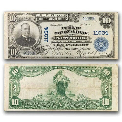 1902年 プレーンバック $10 ニューヨーク、NY VF (Fr#632) CH#11034