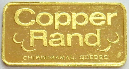 1977年 金 .999 純銅 ランド鉱山 チブガモー ケベック州 カナダ 2.7グラム バー