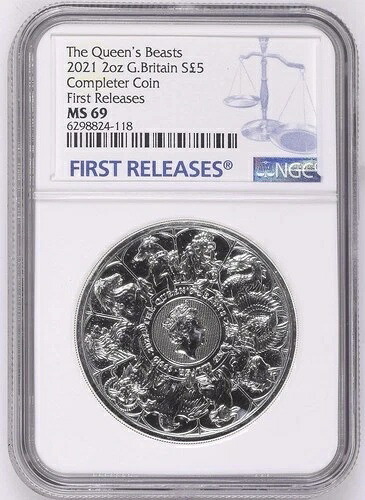 2021年 女王の獣 2オンス S?5 シルバーコンプリーターコイン 初リリース NGC MS69｜WORLD RESOURCE【QUEEN店】