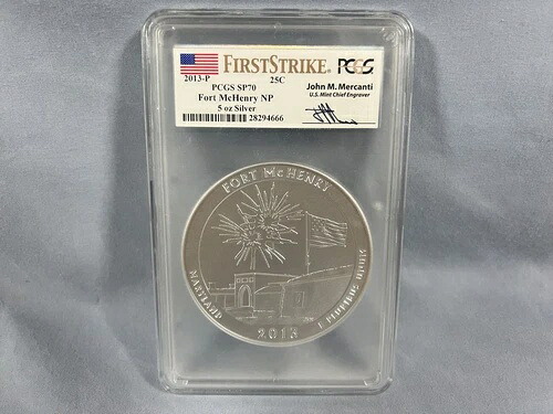 2013-P 5オンス アメリカ・ザ・ビューティフル ATB フォート・ヘンリー PCGS SP70 FS マーカンティ サイン BGE｜WORLD RESOURCE【QUEEN店】