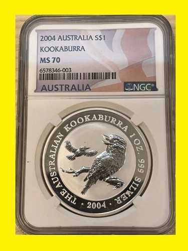 2004年 オーストラリア クッカバラ 1オンス 999 シルバー NGC MS 70 希少。