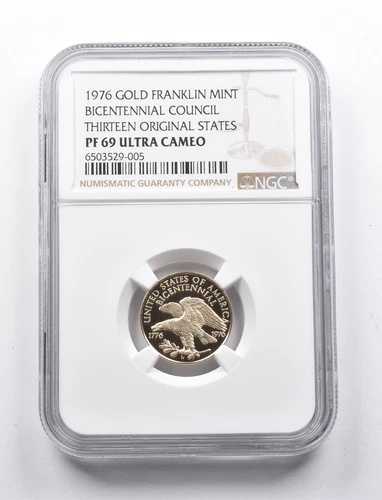 PF69UCAM 1976年 バイセンテニアル評議会 13州 オリジナルゴールド フランクリンミント NGC *1325