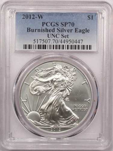 2012年 W アメリカン シルバー イーグル ASE $1 PCGS SP70 バーニッシュド「UNCセット」コイン