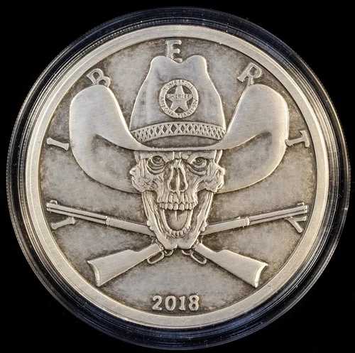 2018年 アメリカ西部の頭蓋骨 5オンス 銀貨 保安官 #73/500 110,000円