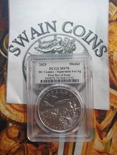 2025年 シルバーメダル スーパーマン DCコミックス 1オンス PCGS MS70 発行初日 ER120