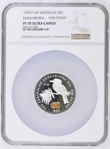 オーストラリア 2ドル 1999年 プルーフ 2オンス シルバー クッカバラ プライベート '1930 ペニー' - NGC PF 70 UC