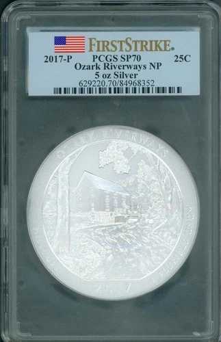 2017-P オザーク リバーウェイズ NP ATB 5オンス シルバー PCGS SP70 ファースト ストライク FS F.S.