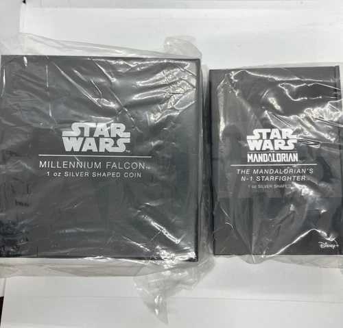 2個セット、1オンス シルバー スターウォーズ ミレニアムファルコン型プルーフとN-1ストレート
