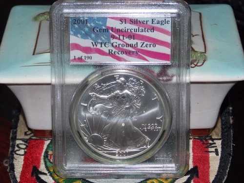 2001 *1/190* 1ドル シルバー アメリカンイーグル MS65+ PCGS WTC ワールドトレードセンター 911
