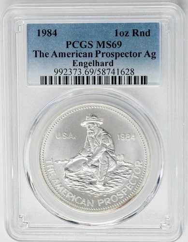 1984年 アメリカン プロスペクター 銀貨 エンゲルハード シルバー 1オンス ラウンド MS69 PCGS 950729-67Q