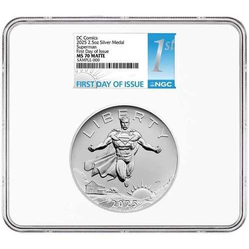 2025年 2.5オンス スーパーマン DCコミックス シルバーメダル NGC MS70 FDI ファーストラベル