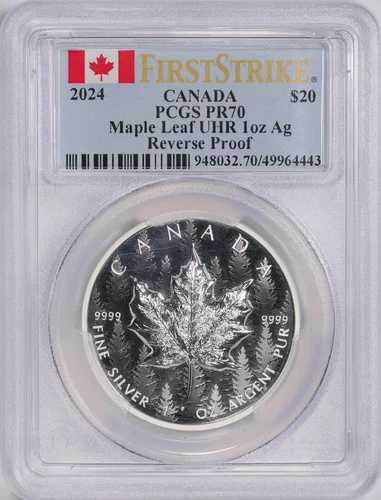 2024年カナダドル 20 シルバー メープルリーフ - ウルトラハイレリーフ リバースプルーフ PCGS PR70｜WORLD RESOURCE【QUEEN店】