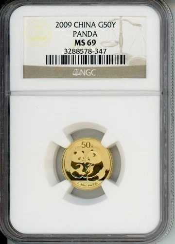 2009 ゴールドパンダ 1/10 オンス NGC MS69 MS-69 中国 50 年 !!!!!