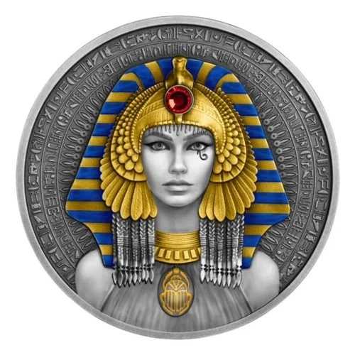 クレオパトラ シルバー 金メッキカラーコイン クリスタルインサート アンティーク 2 オンス 2025 地金...