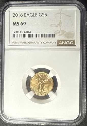 2016-P MS69 5ドル ゴールド アメリカン イーグル NGC - 美しい米国産ゴールド！1/10オンス！