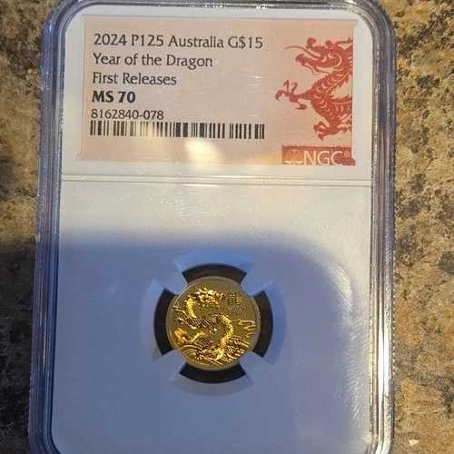 2024年 P オーストラリア 15ドル金貨 龍年 初版 MS70 NGC *3532