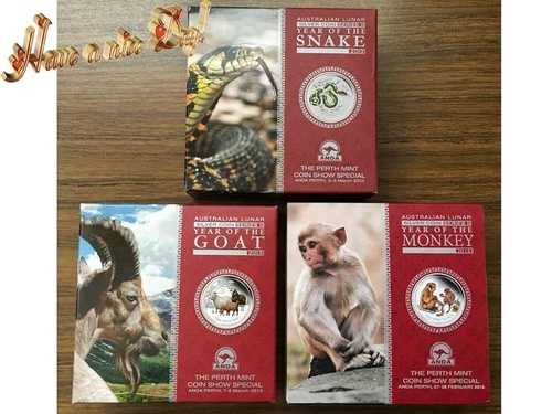 2013_2015_2016 3x2オンス シルバー オーストラリア ルナコイン カラー化 パースミント ANDA ショー|WORLD RESOURCE【QUEEN店】