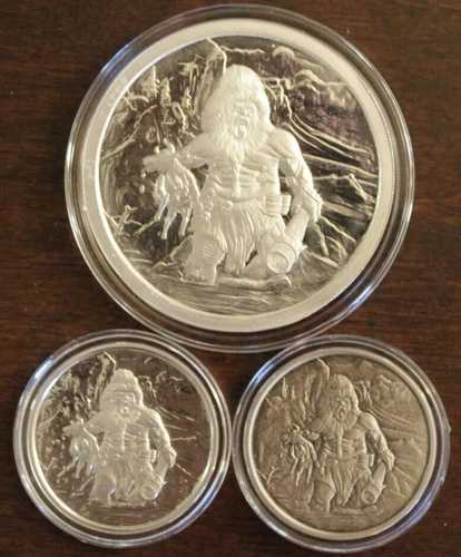 Nordic Creatures FROST GIANT 3 コインセット - 5オンス プルーフ 1オンス アンティーク 1オンス プルーフ COA 付き